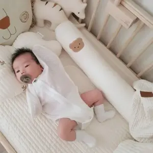 INS Bear Baby Bumper Bed Crib Cot Protect Newborn Infant Long Sleeping Pillow Comfort Cushion Room Decor Anti-collision Soothing -