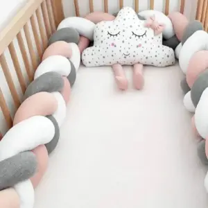 1M/2M/3M/4M Knot Braid Bumper Infant Cradle Cot Protector Plush Pillow Cushion Crib Anti-collision Room Decor Baby Bed Bumper -